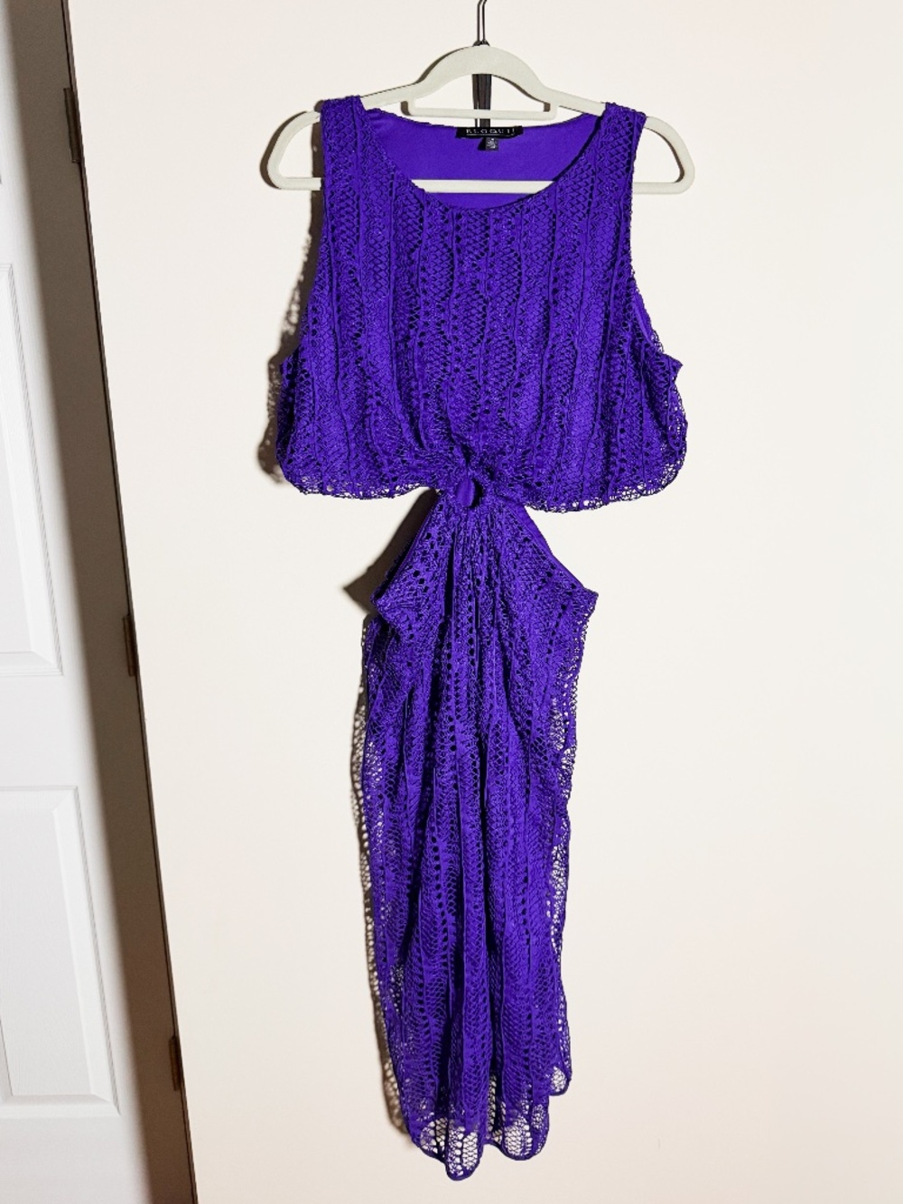 Eloquii Purple Crochet Cut Out Side Sleeveless Midi Dress - Picture 2 of 5